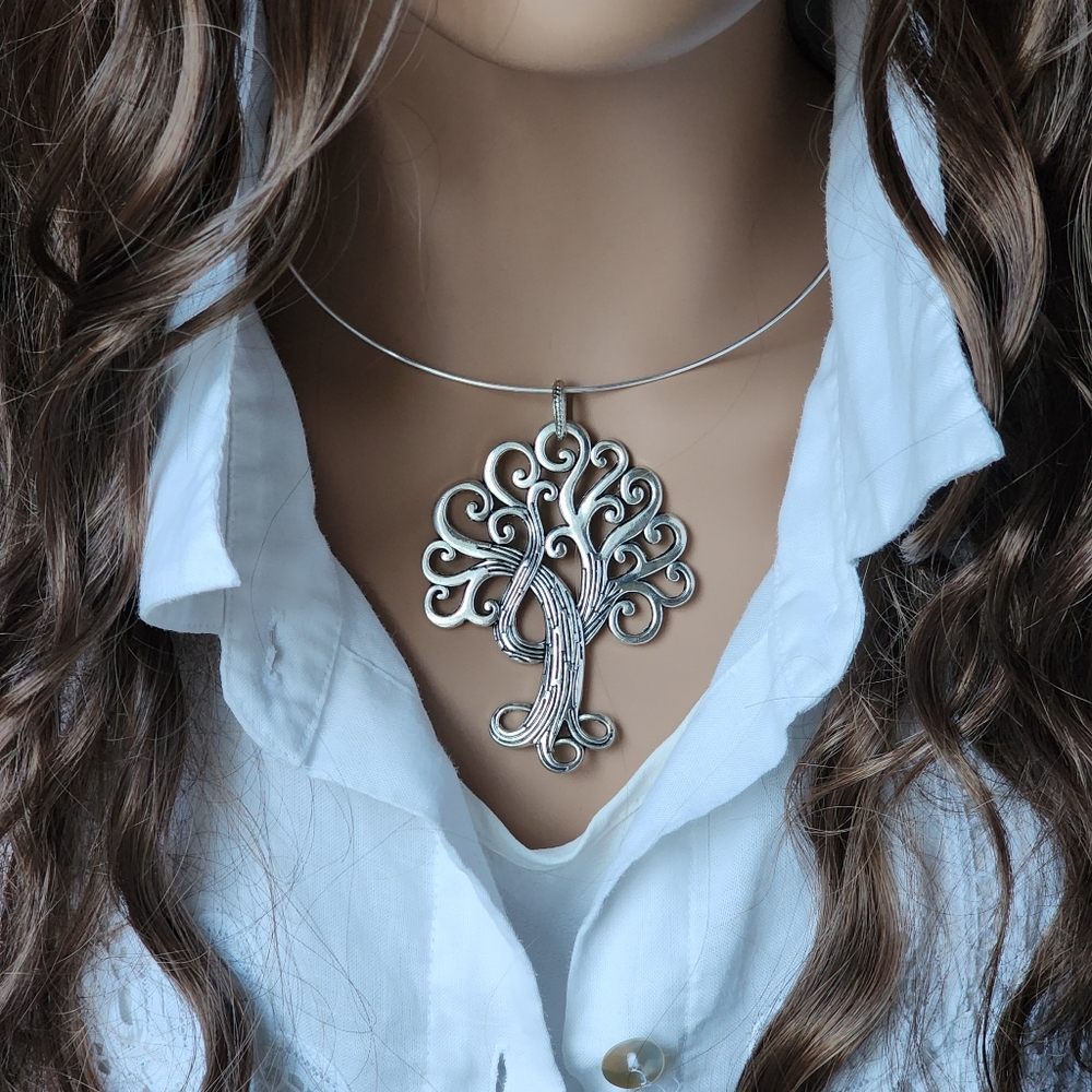 ❤️ Tree Of Life Necklace Hypoallergenic Jewelry Silver Big Pendant